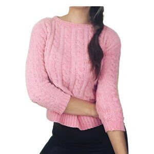 Philosophy Pink Cable Knit Crewneck Sweater
